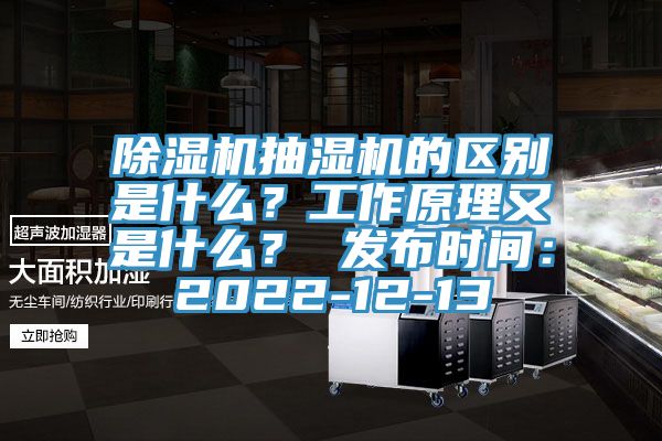 除濕機抽濕機的區(qū)別是什么？工作原理又是什么？ 發(fā)布時間：2022-12-13